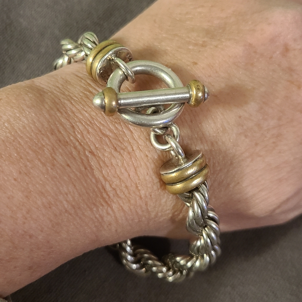 ❤️  SOLD!!! Heavy Sterling 925 Rope Toggle Bracelet